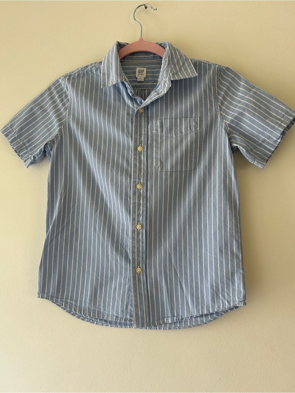 GAP Light Blue & White Stripe Short Sleeve Button-Down